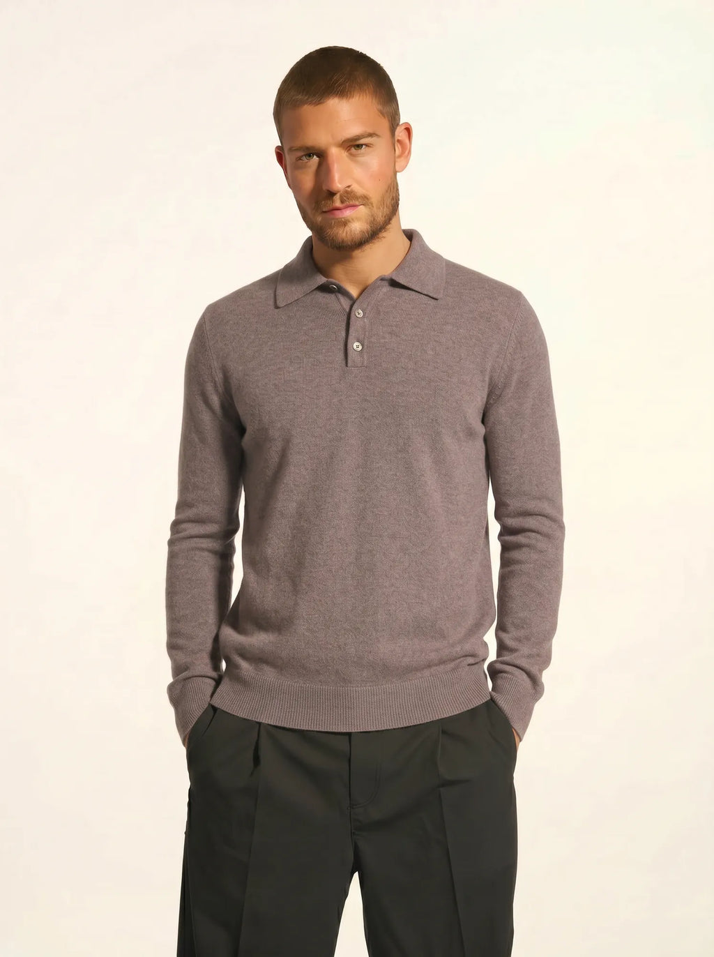 DOUGLAS poloshirt langarm caribou meliert
