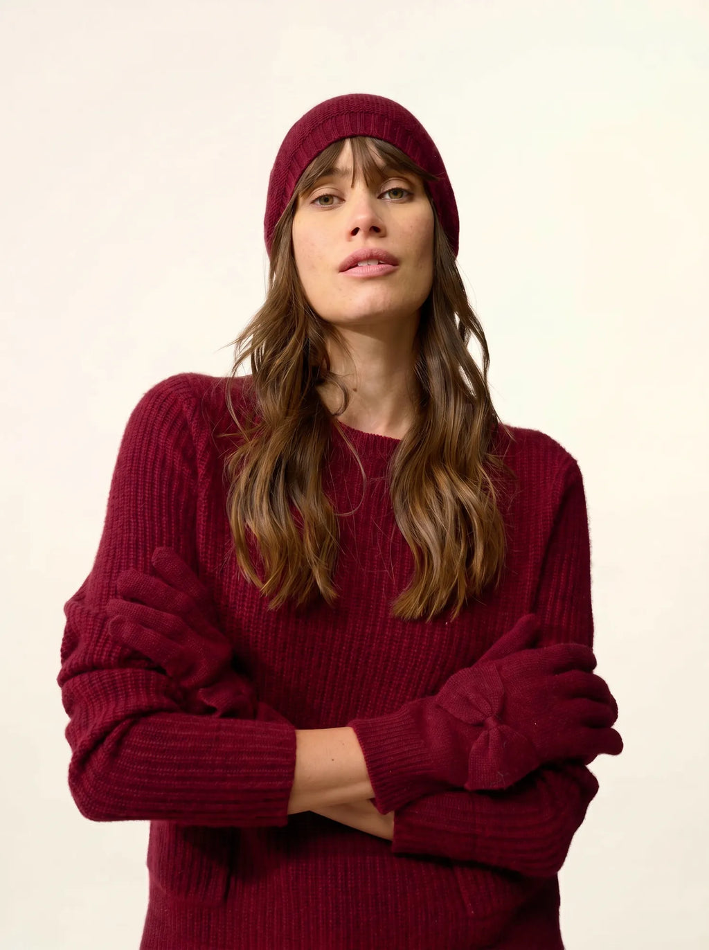 LUCY handschuhe 4-fädig cranberry meliert