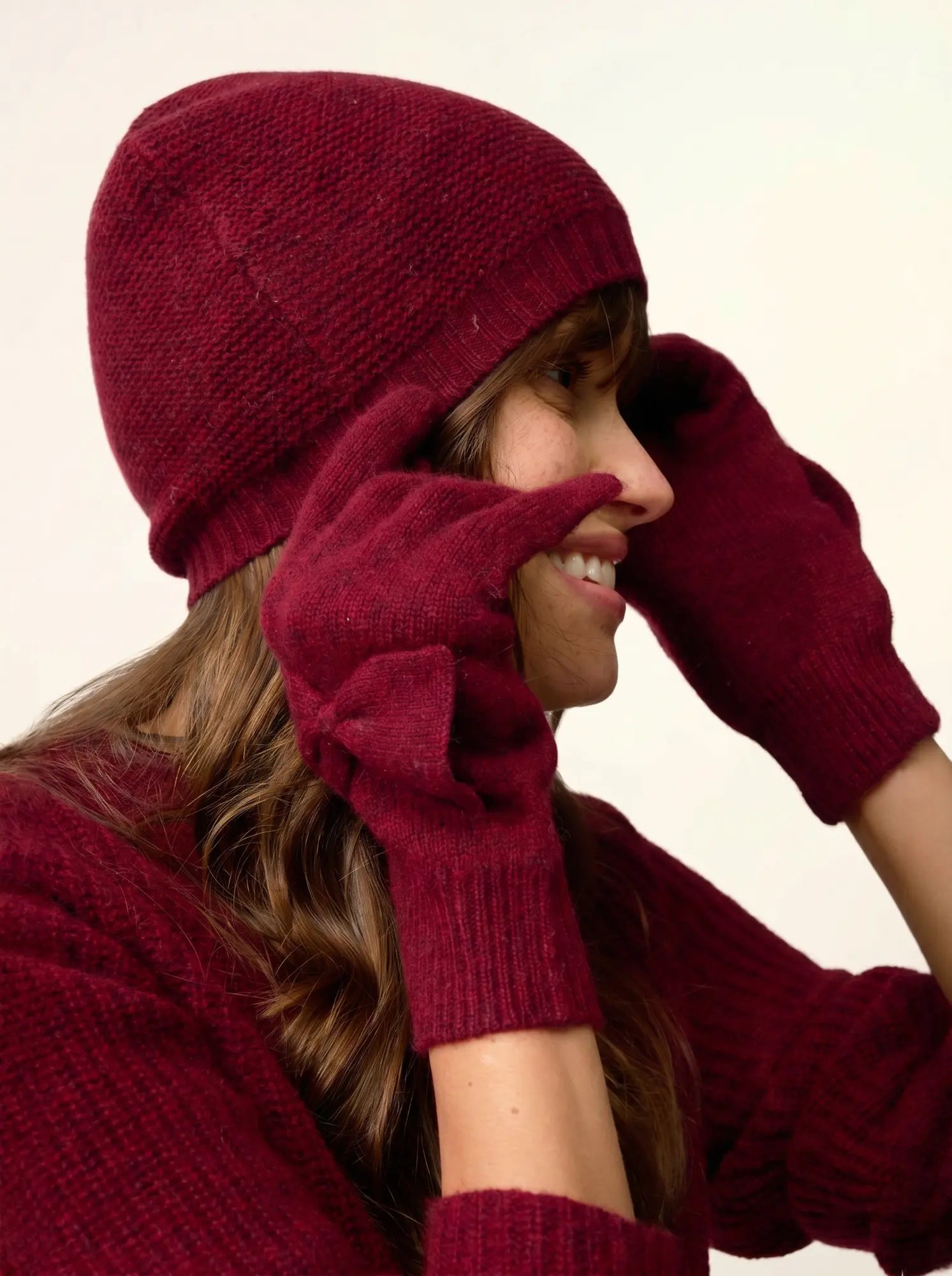 LUCY handschuhe 4-fädig cranberry meliert