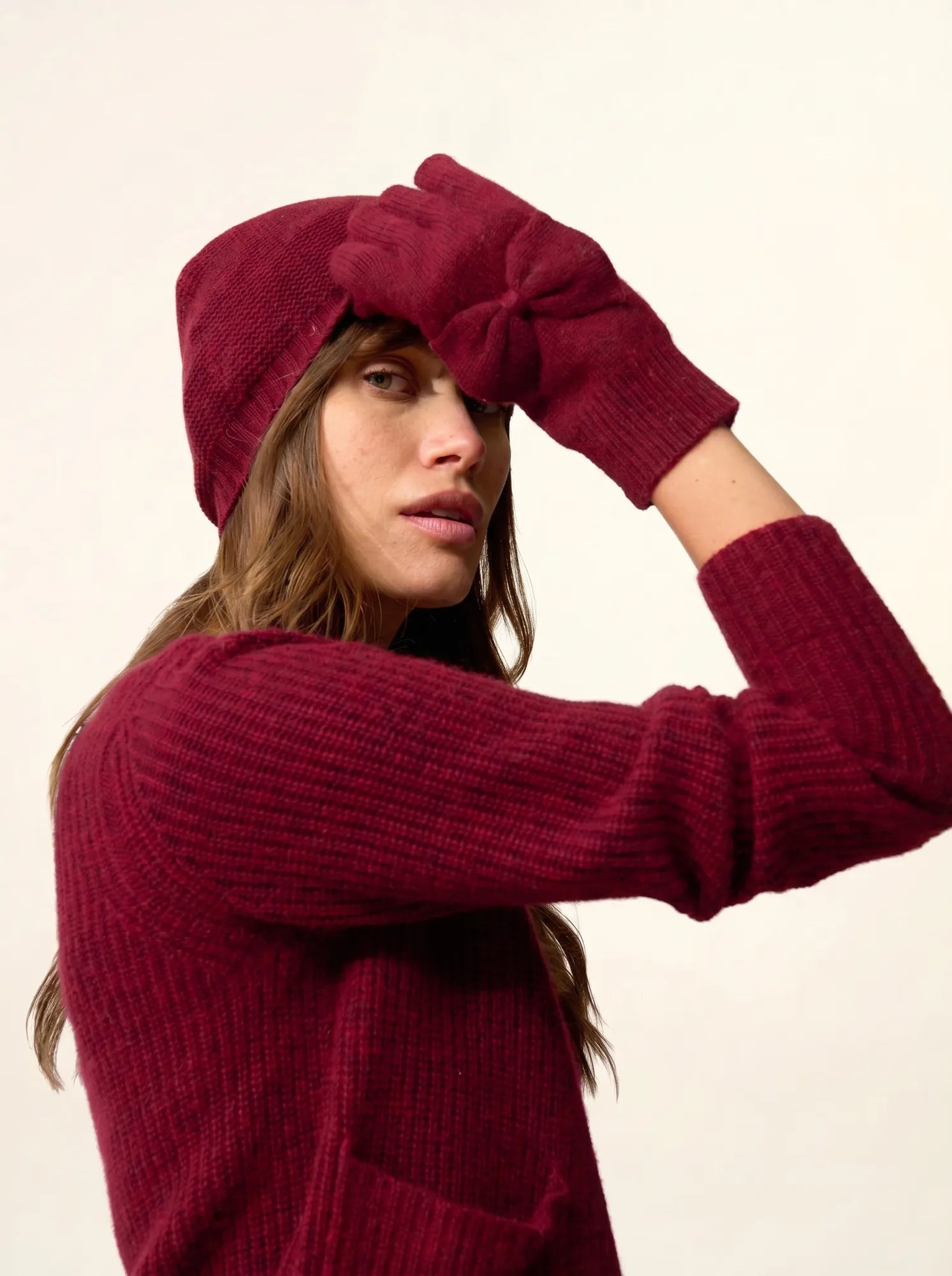 LUCY handschuhe 4-fädig cranberry meliert