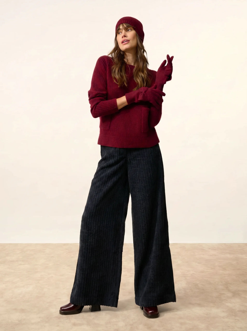 LUCY handschuhe 4-fädig cranberry meliert