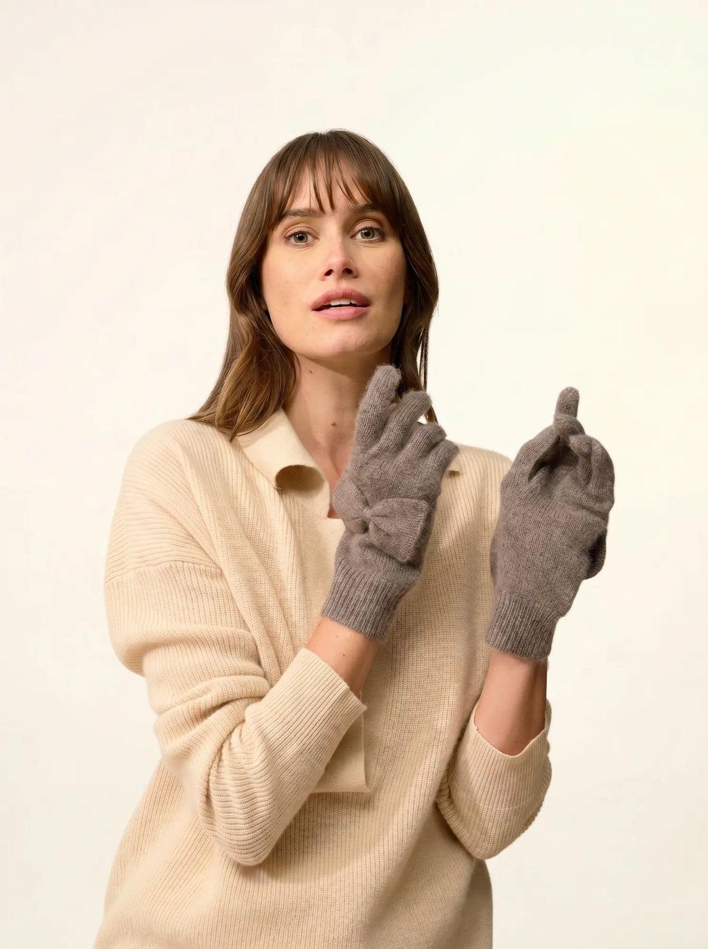 LUCY handschuhe 4-fädig taupe meliert