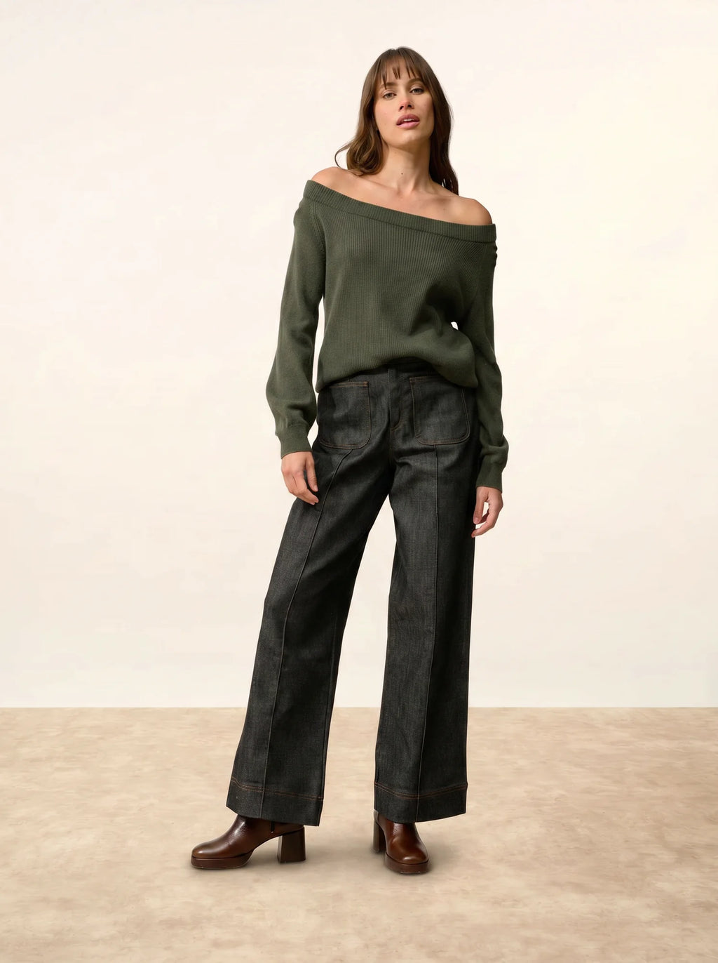 TONY pullover u-boot-ausschnitt khaki