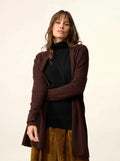 MADDIE jacke lang offen schalkragen choco