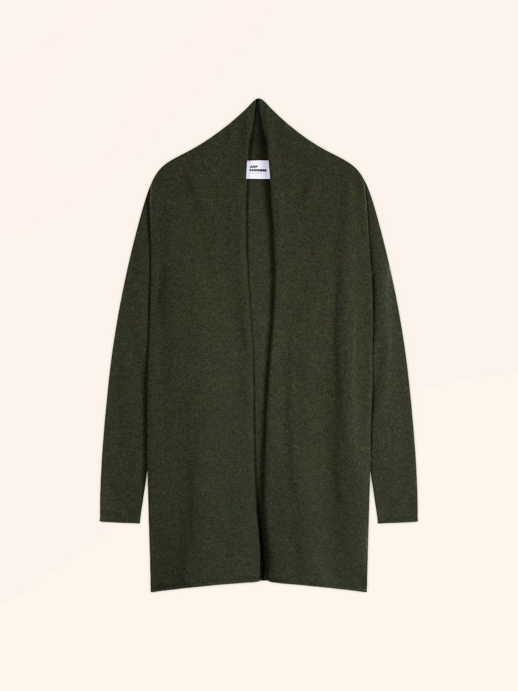 MADDIE jacke lang offen schalkragen khaki meliert