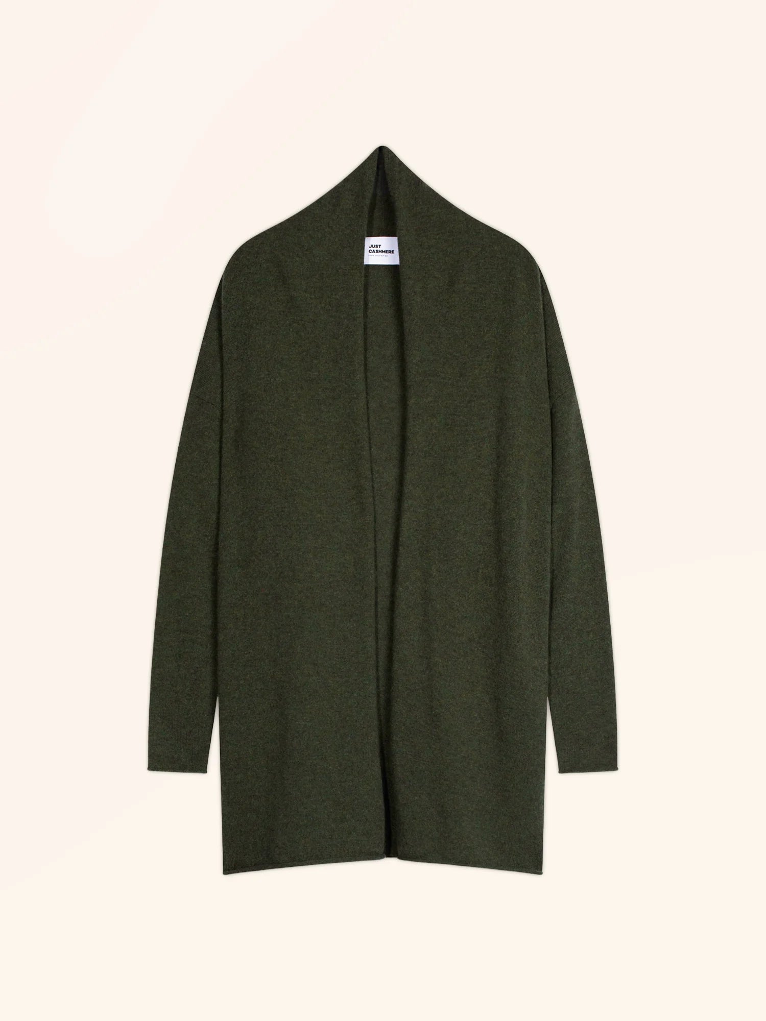 MADDIE jacke lang offen schalkragen khaki meliert