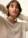 CAPUCINE pullover v-ausschnitt perlgrau meliert