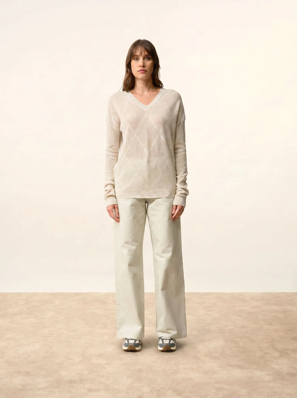 CAPUCINE pullover v-ausschnitt perlgrau meliert