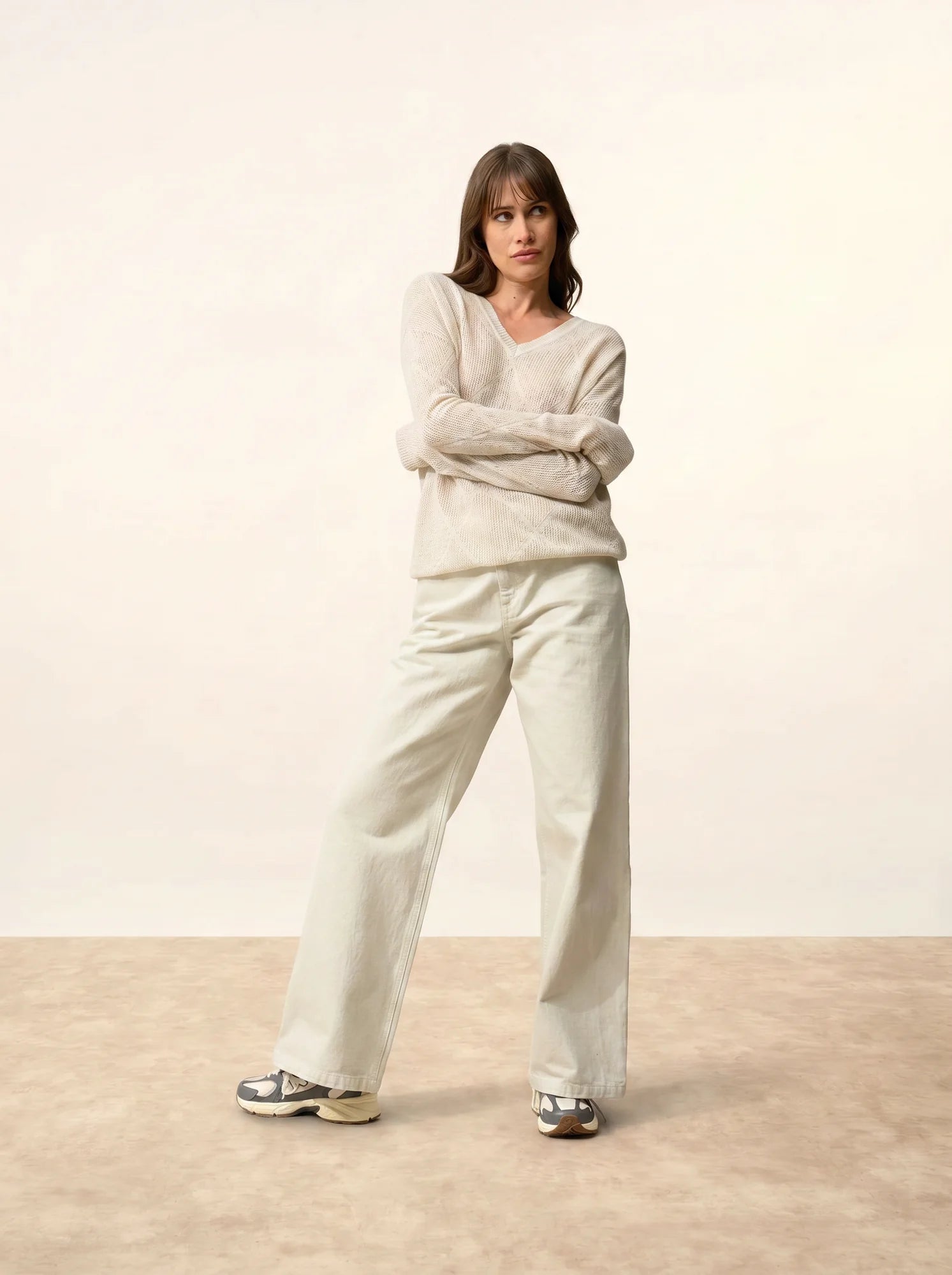 CAPUCINE pullover v-ausschnitt perlgrau meliert