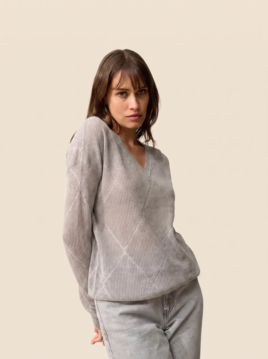 CAPUCINE pullover v-ausschnitt wolke meliert