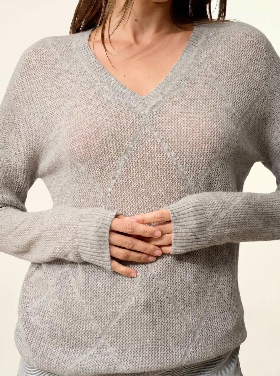 CAPUCINE pullover v-ausschnitt wolke meliert