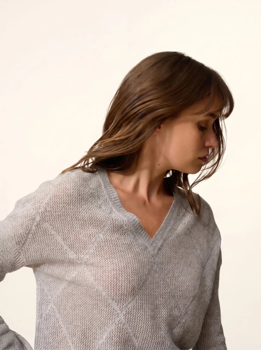 CAPUCINE pullover v-ausschnitt wolke meliert
