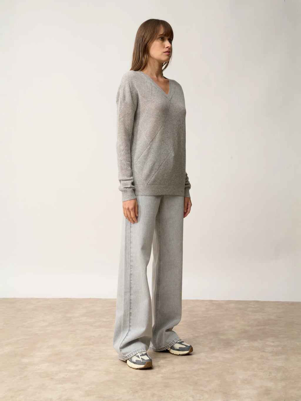 CAPUCINE pullover v-ausschnitt wolke meliert