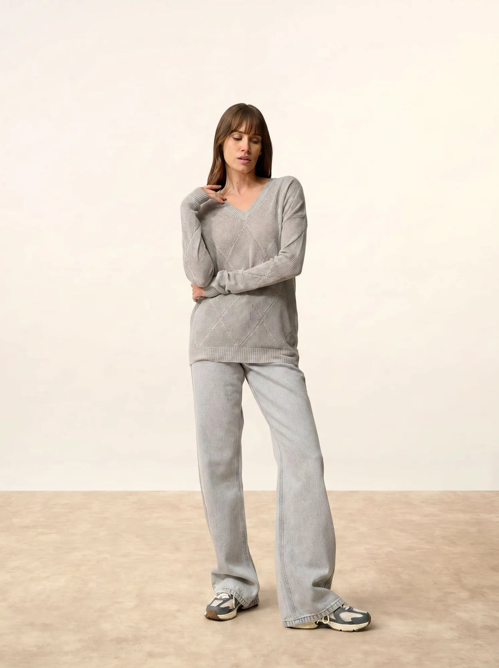 CAPUCINE pullover v-ausschnitt wolke meliert
