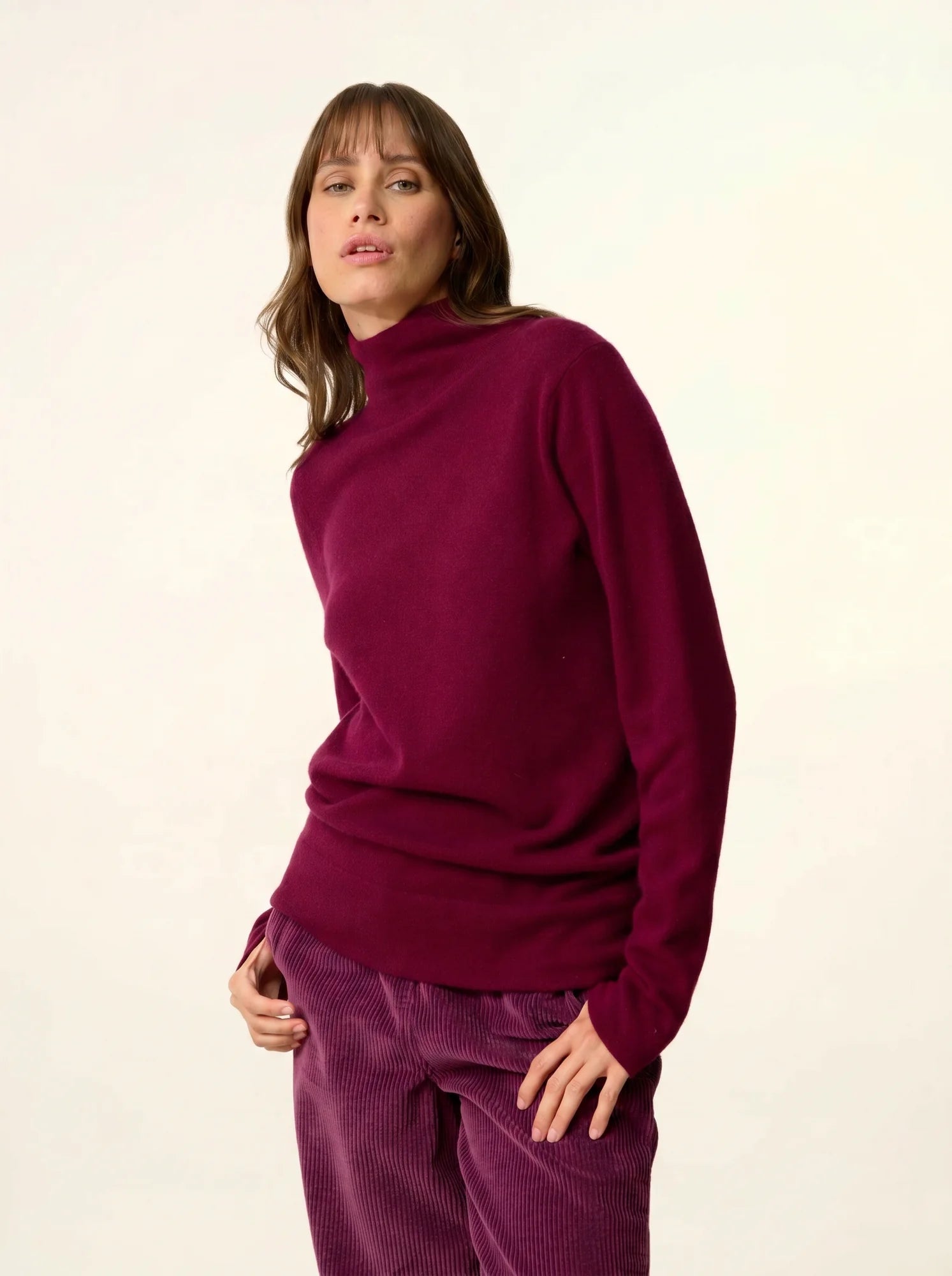 AMBRE pullover stehkragen bordeaux