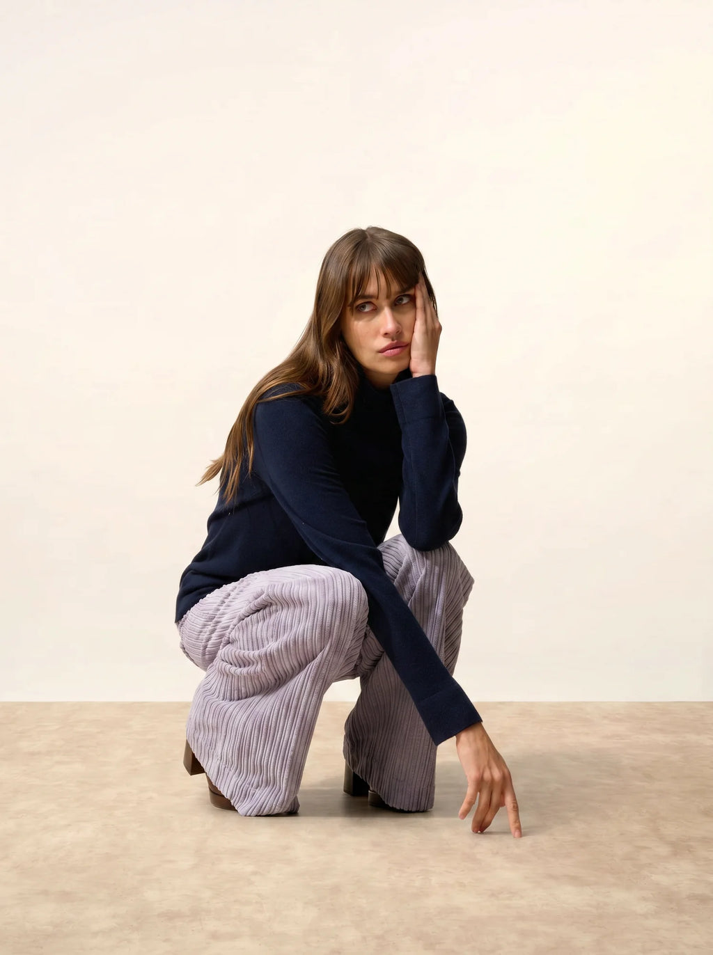 AMBRE pullover stehkragen marineblau