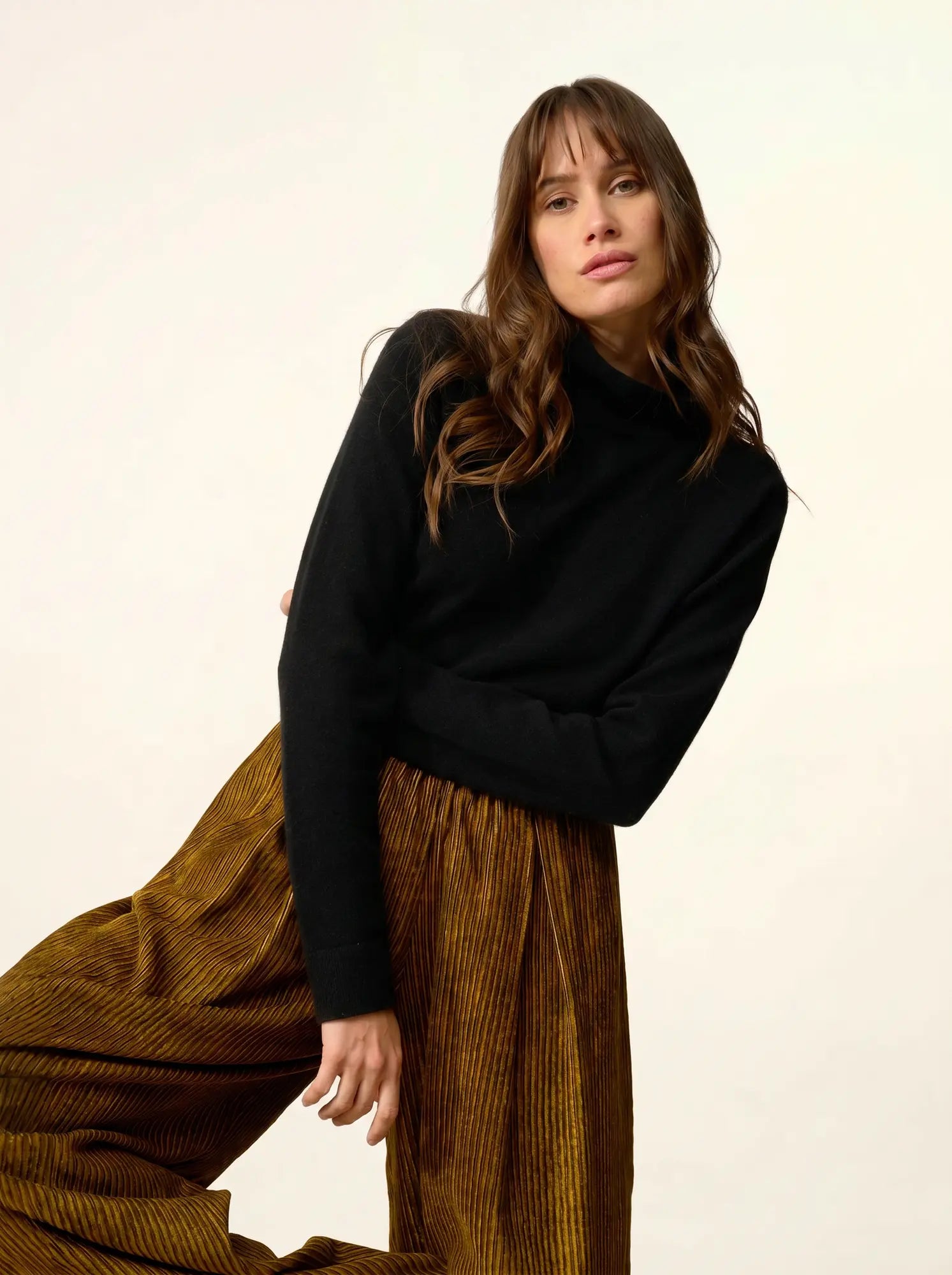 AMBRE pullover stehkragen schwarz