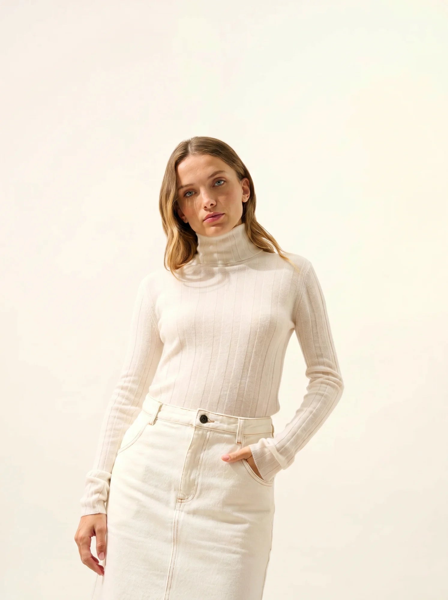 SERELITH pullover rollkragen elfenbein