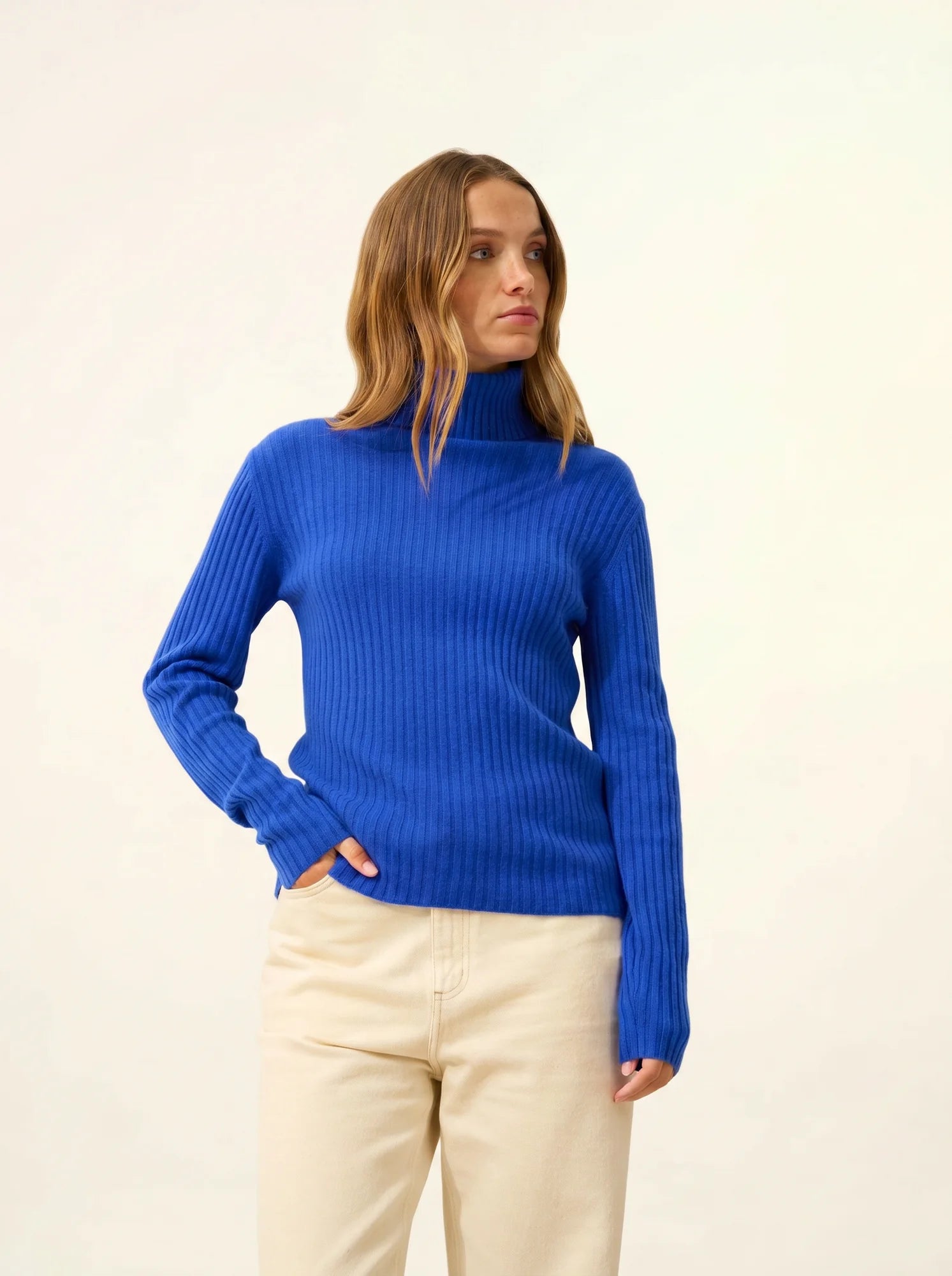 MIRAYA pullover rollkragen blau persan
