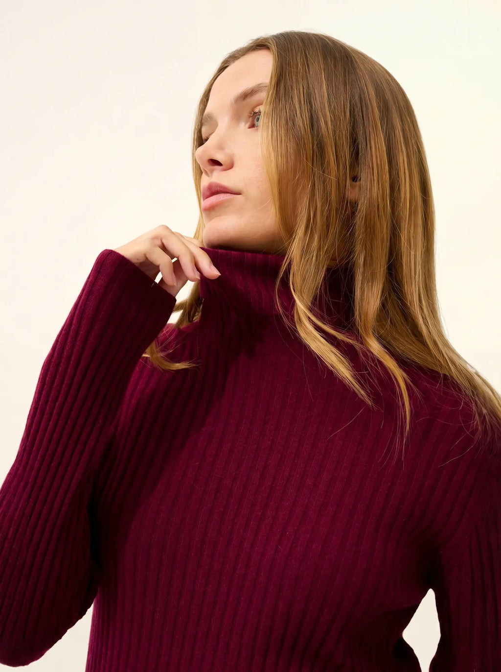 MIRAYA pullover rollkragen bordeaux