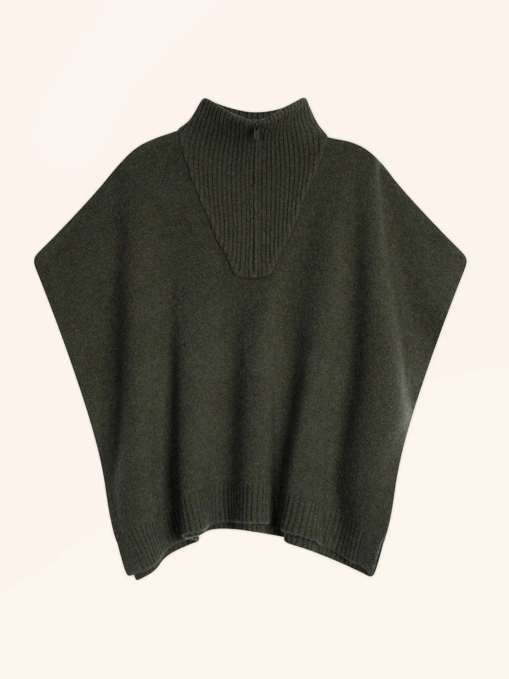VIVIENNE poncho col dockermütze 4-fädig khaki meliert