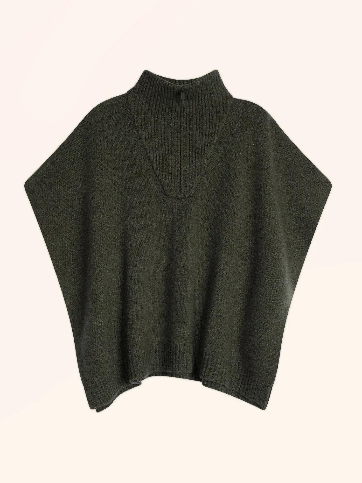 VIVIENNE poncho col dockermütze 4-fädig khaki meliert