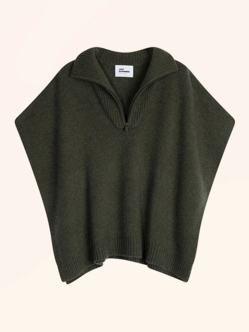 VIVIENNE poncho col dockermütze 4-fädig khaki meliert