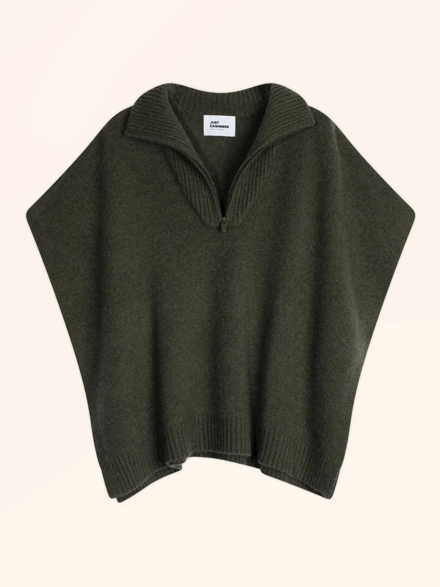 VIVIENNE poncho col dockermütze 4-fädig khaki meliert