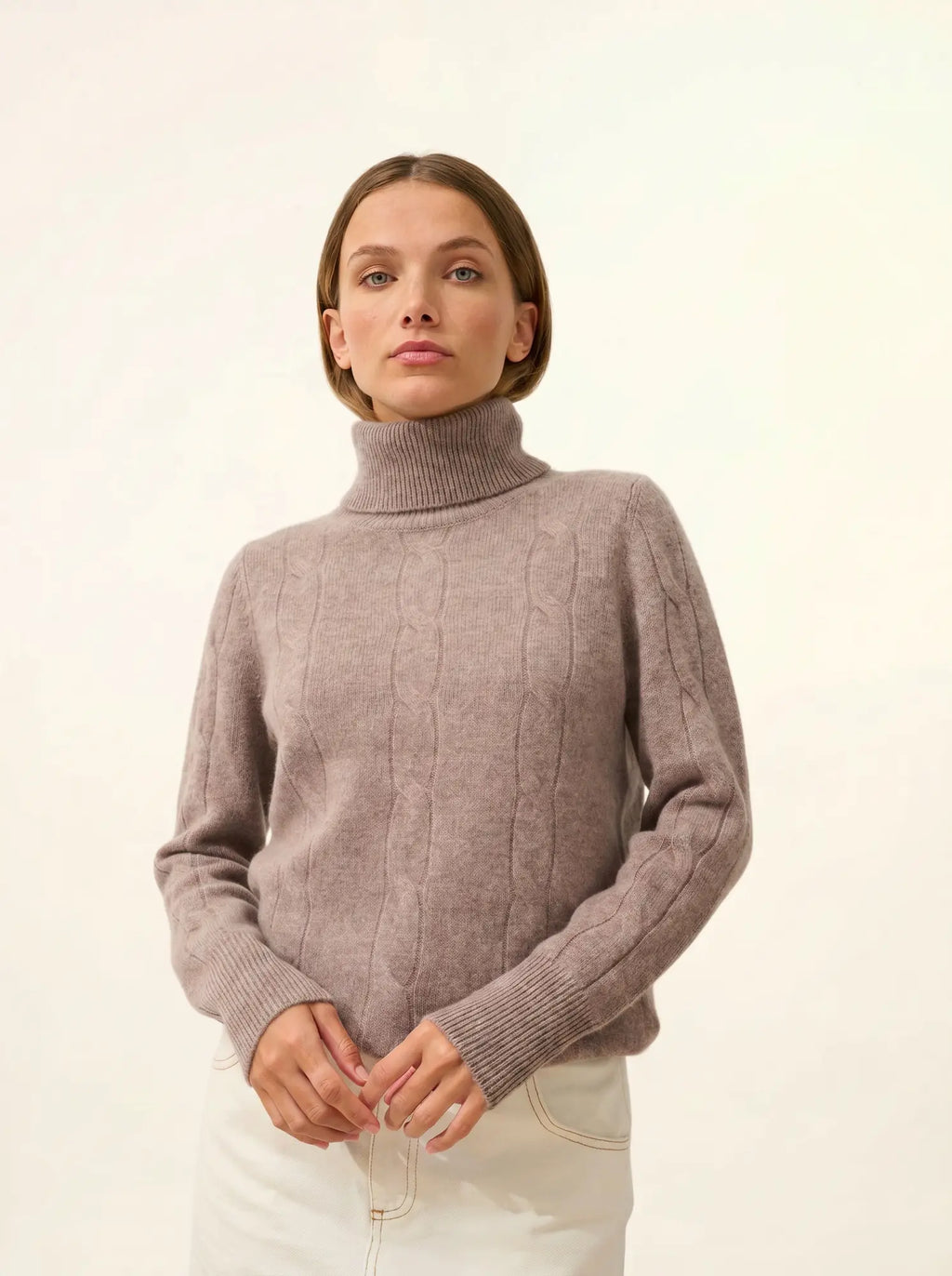 ESTELLE pullover rollkragen 4-fädig caribou meliert