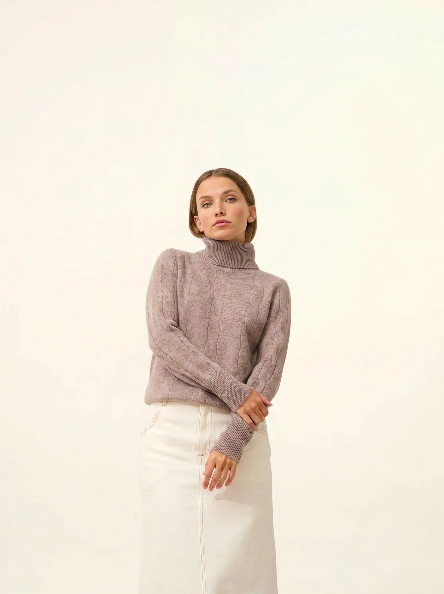 ESTELLE pullover rollkragen 4-fädig caribou meliert