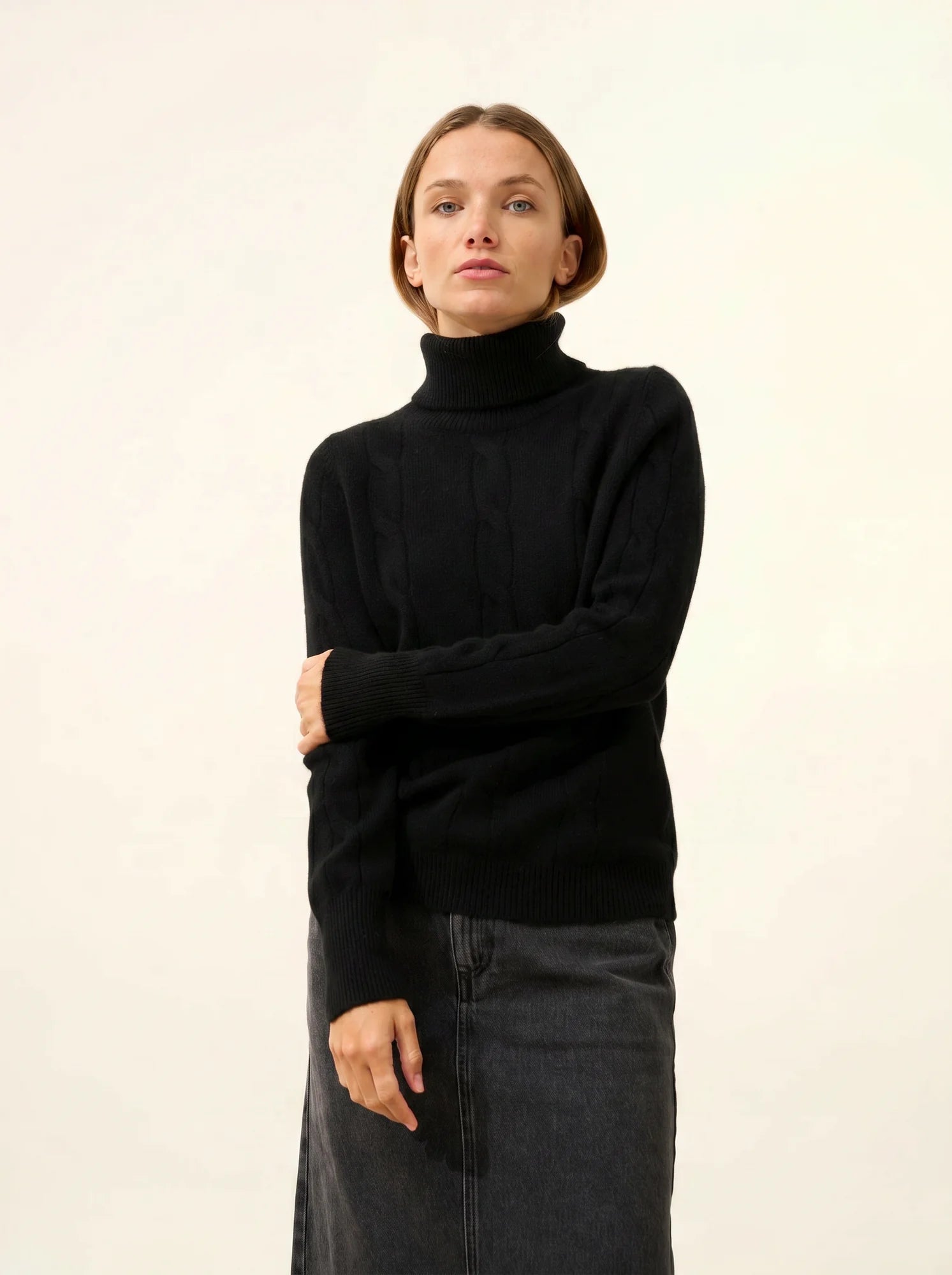 ESTELLE pullover rollkragen 4-fädig schwarz