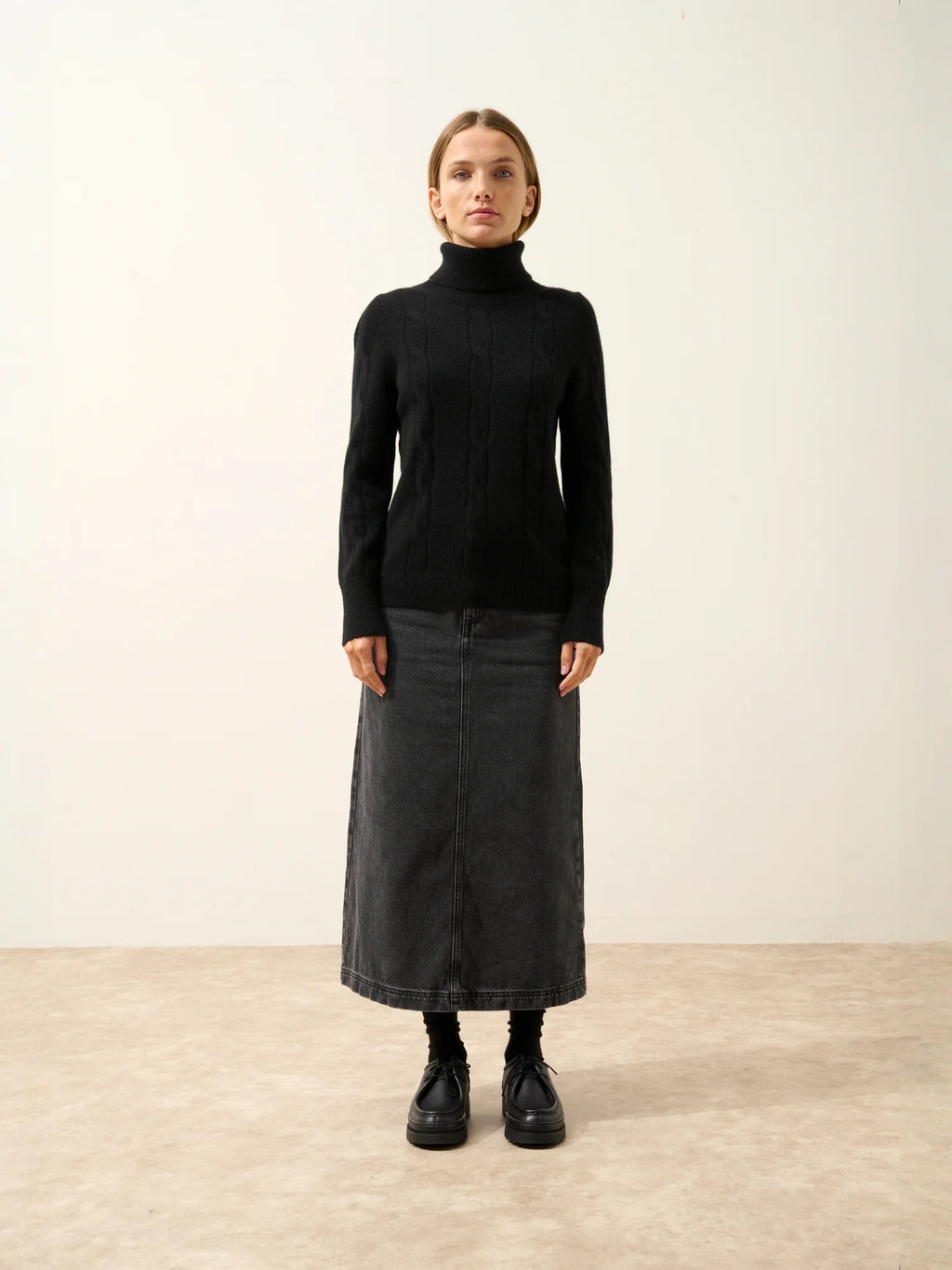 ESTELLE pullover rollkragen 4-fädig schwarz