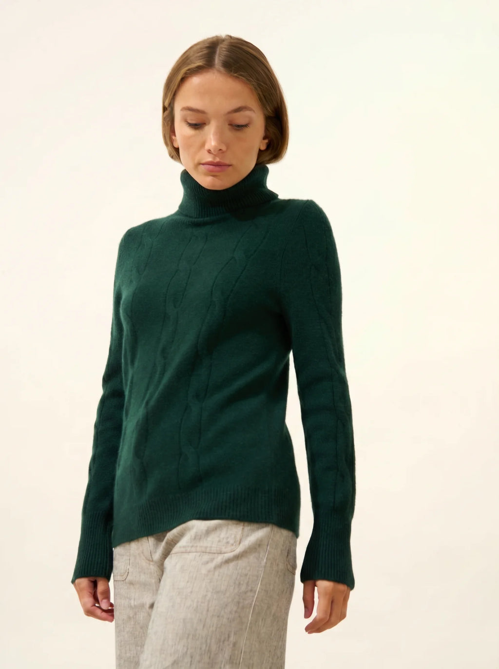 ESTELLE pullover rollkragen 4-fädig zypresse