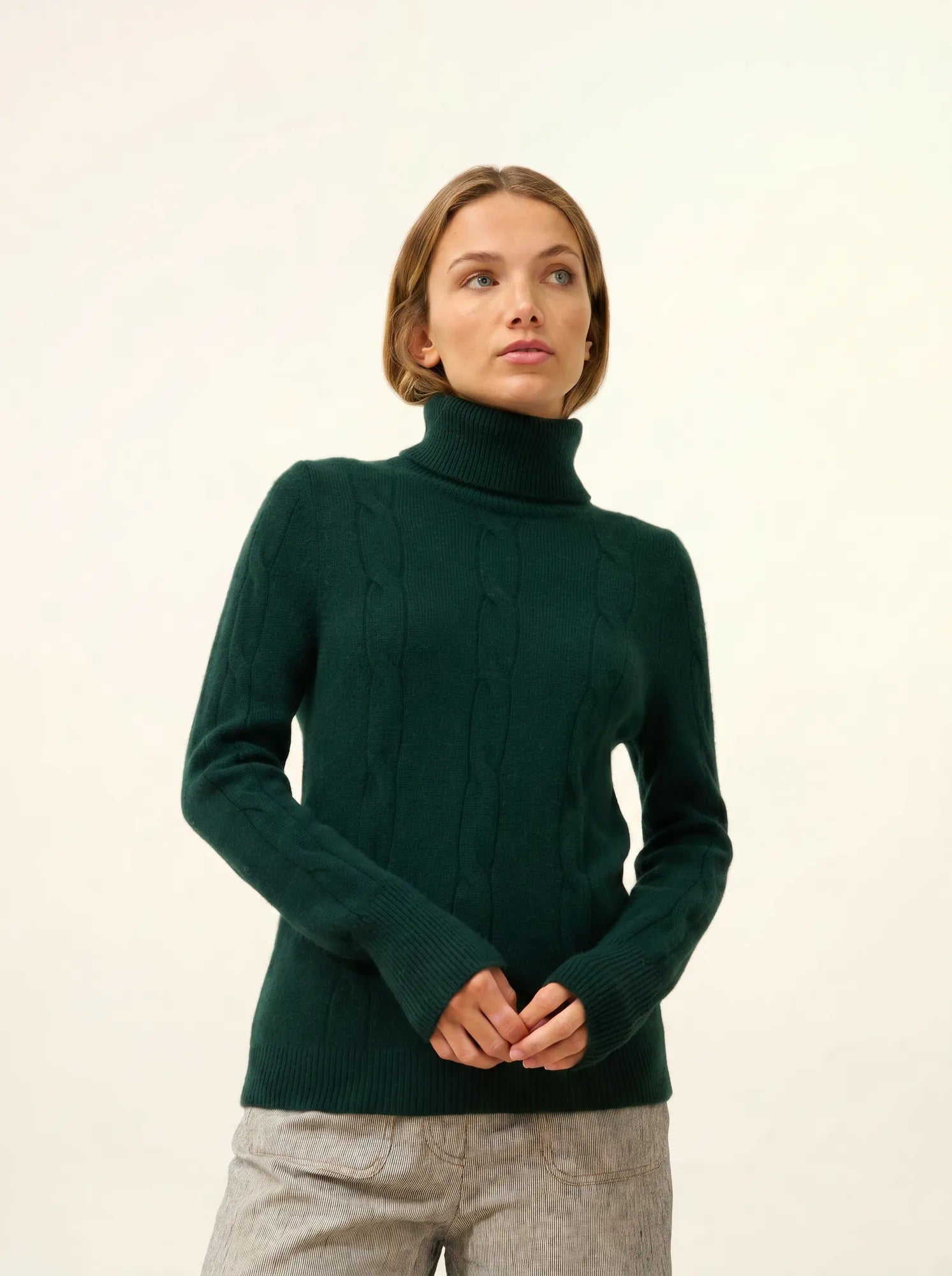 ESTELLE pullover rollkragen 4-fädig zypresse