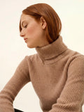 ISOLDE pullover rollkragen 4-fädig camel meliert
