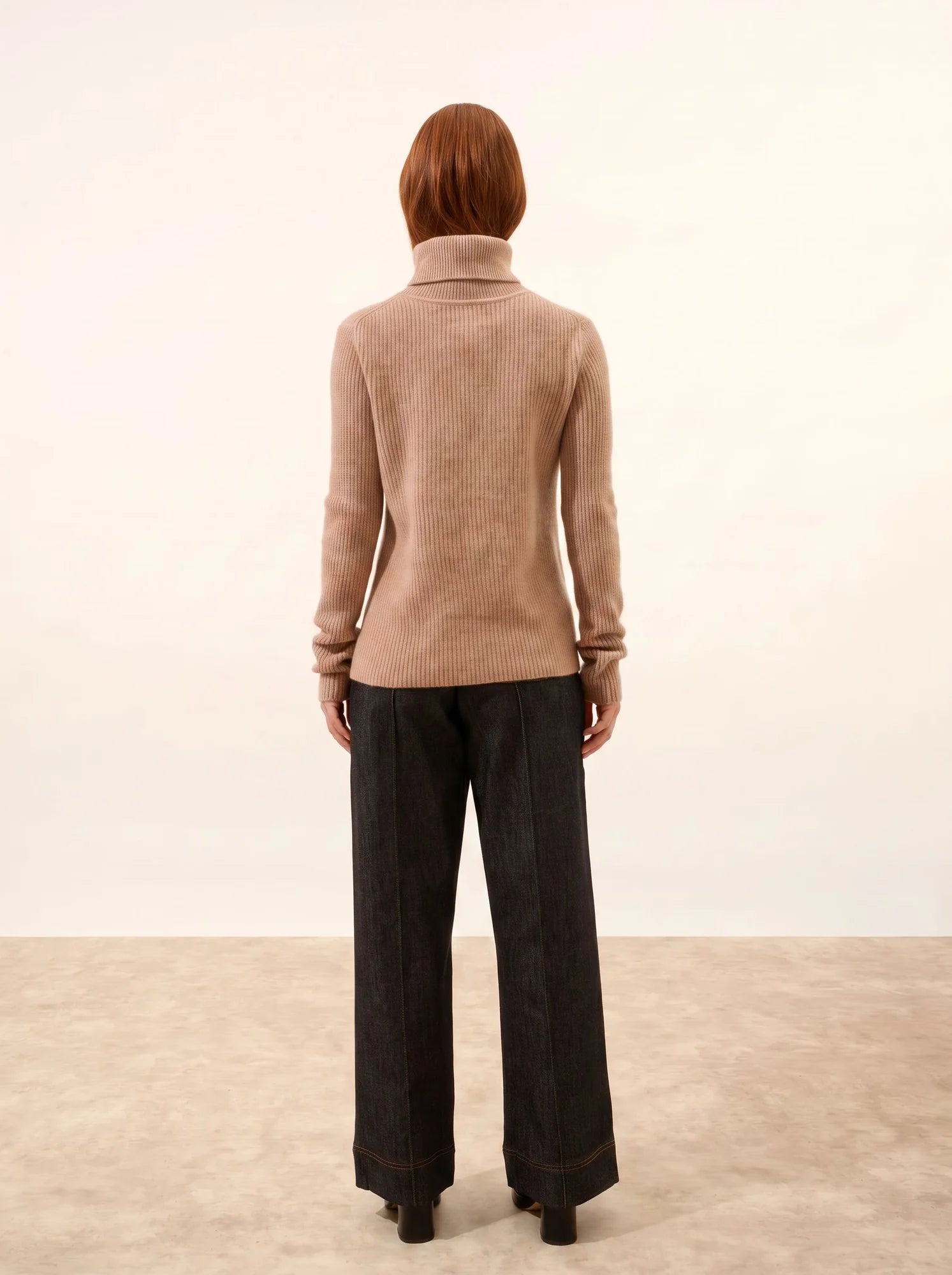 ISOLDE pullover rollkragen 4-fädig camel meliert