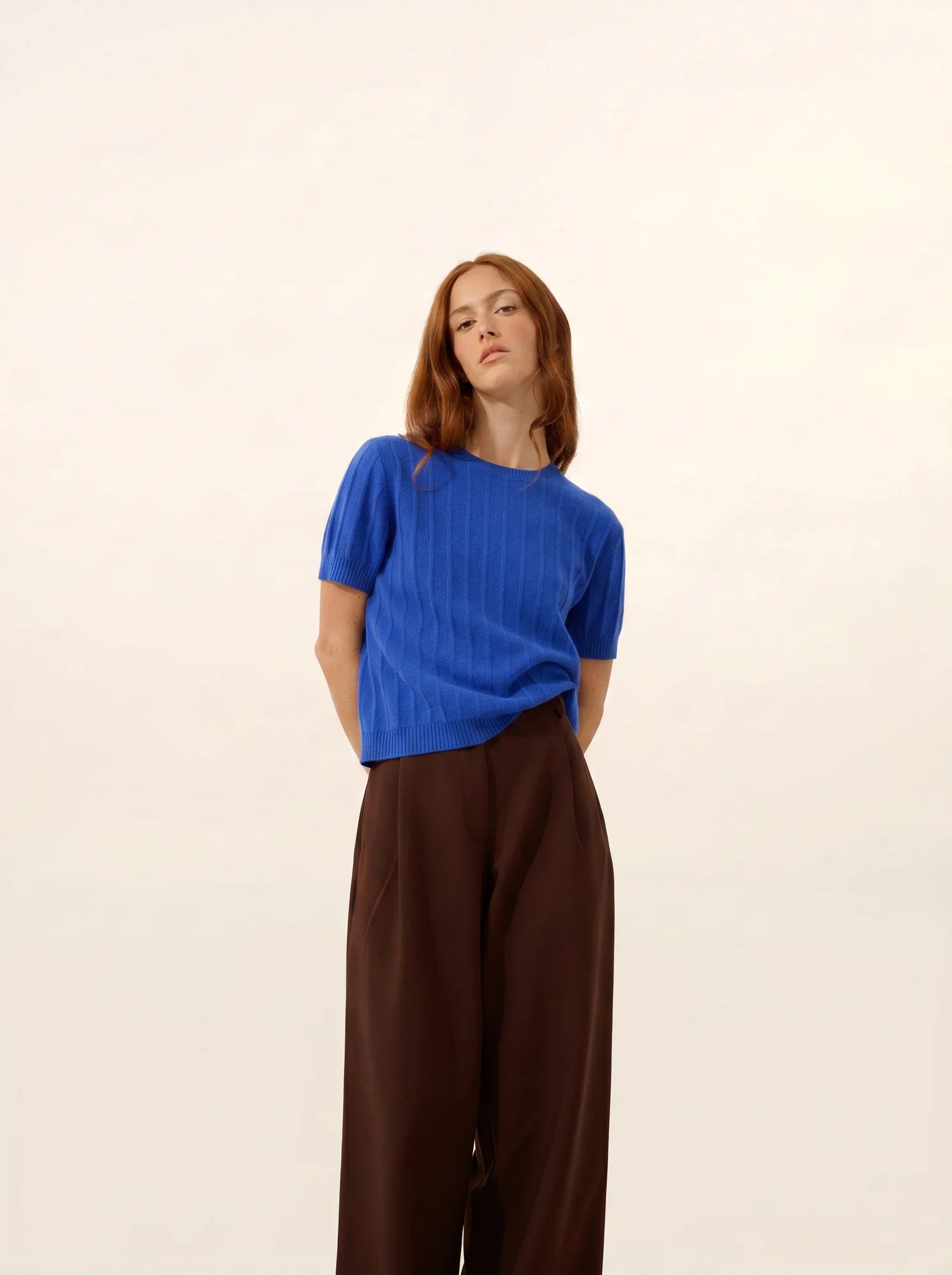 LOULIA t-shirt rundhalsausschnitt blau persan