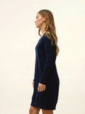 MILEYA kleid v-ausschnitt marineblau