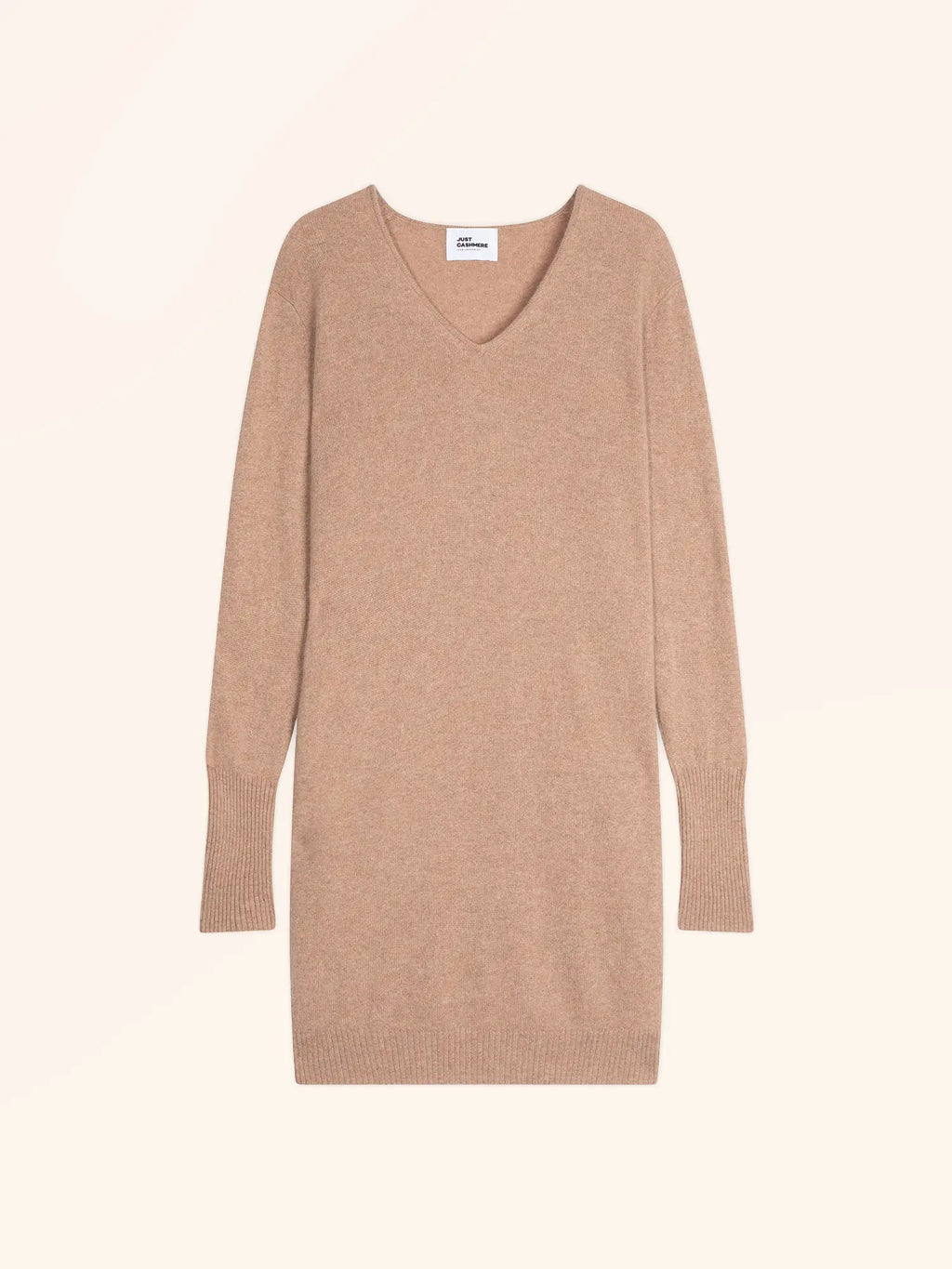 MILEYA kleid v-ausschnitt camel meliert
