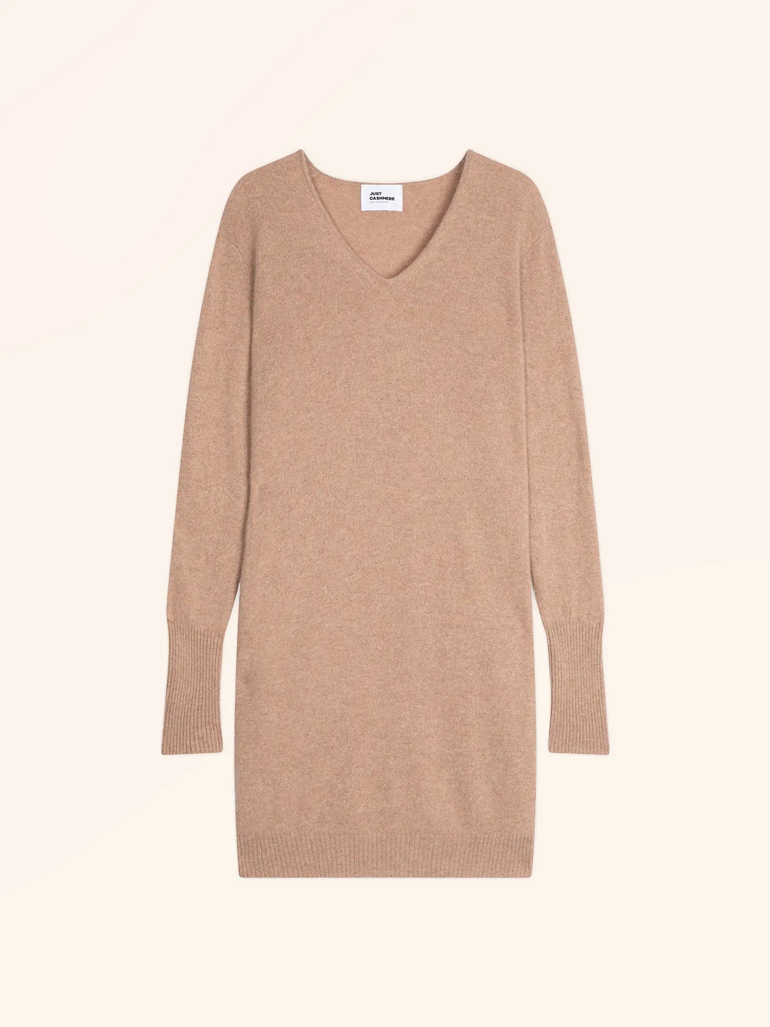 MILEYA kleid v-ausschnitt camel meliert