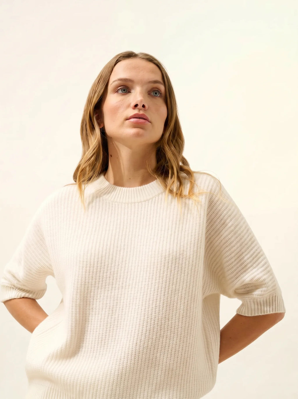 ÉRINA t-shirt u-boot-ausschnitt chauve souris 4-fädig elfenbein