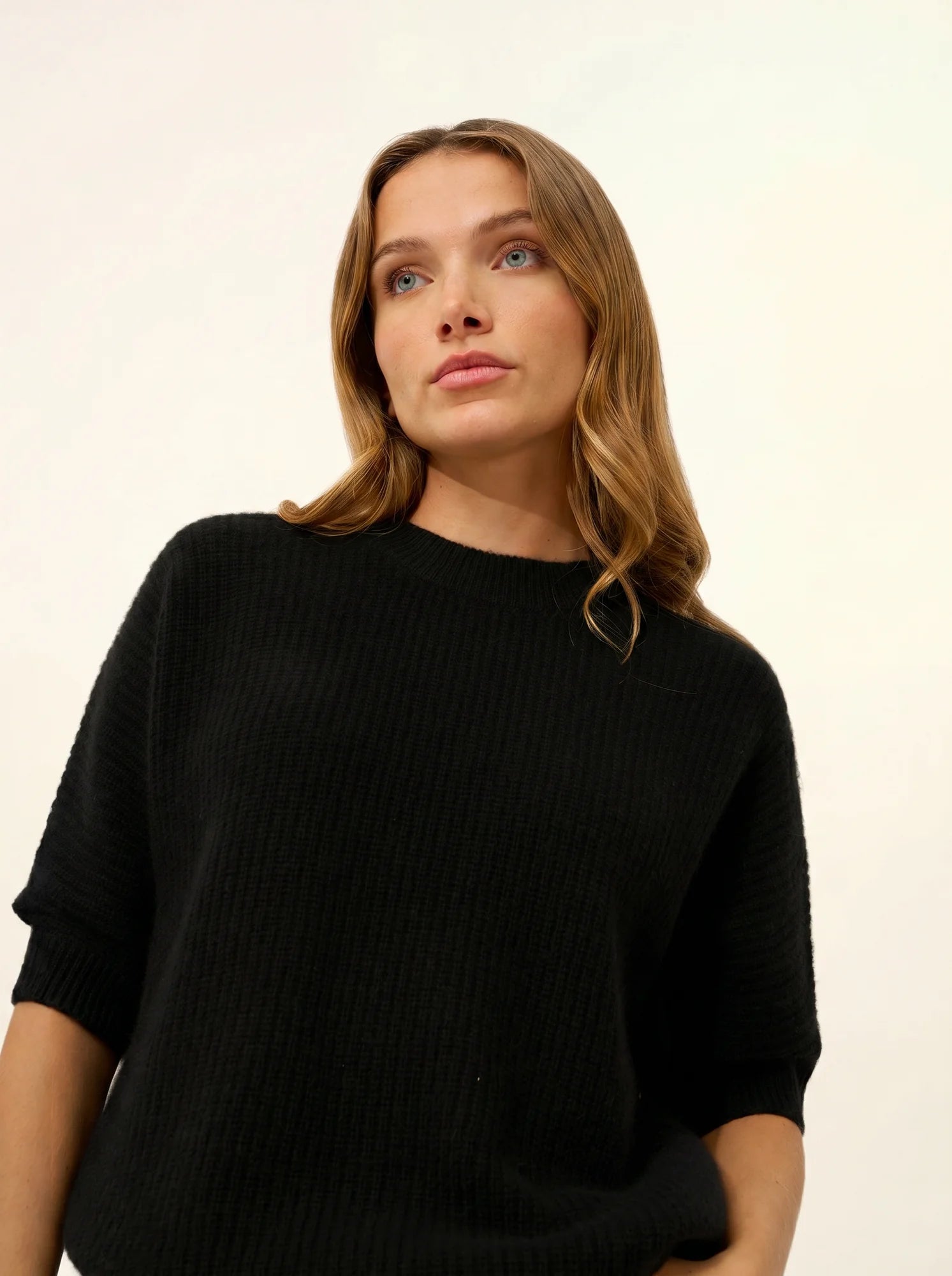 ÉRINA t-shirt u-boot-ausschnitt chauve souris 4-fädig schwarz