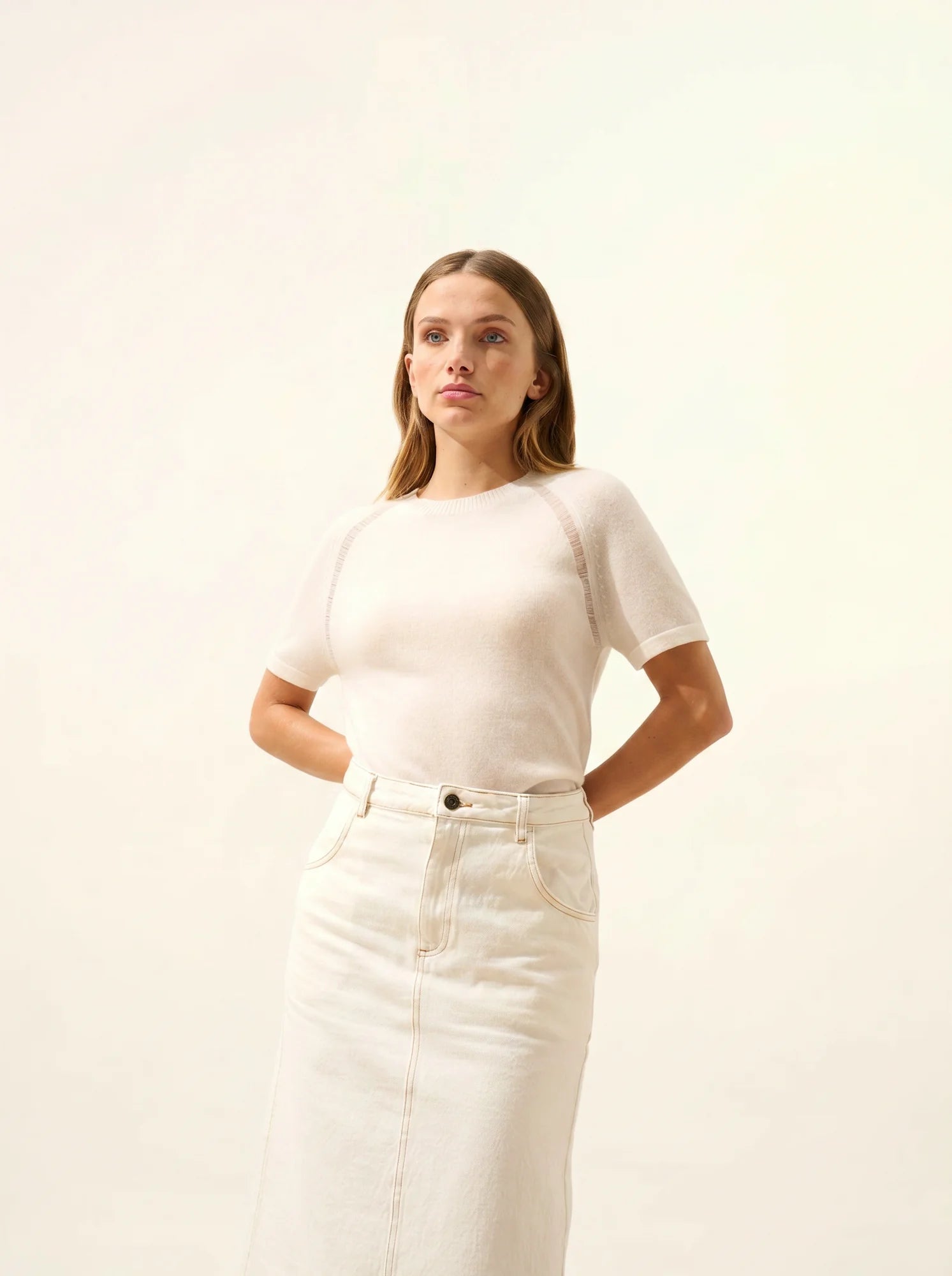 LAÏSA t-shirt rundhalsausschnitt elfenbein