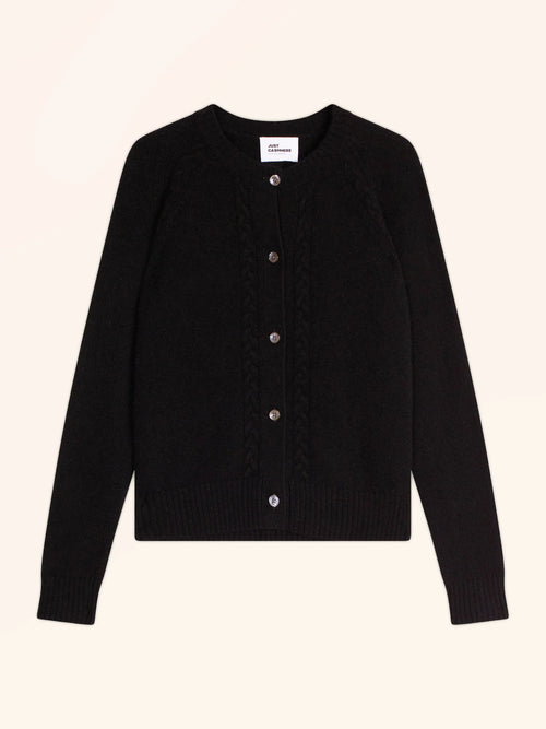 CALISTA cardigan col rond 4 fils noir