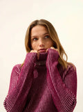 SOMNIA pullover rollkragen 4-fädig bordeaux und elfenbein