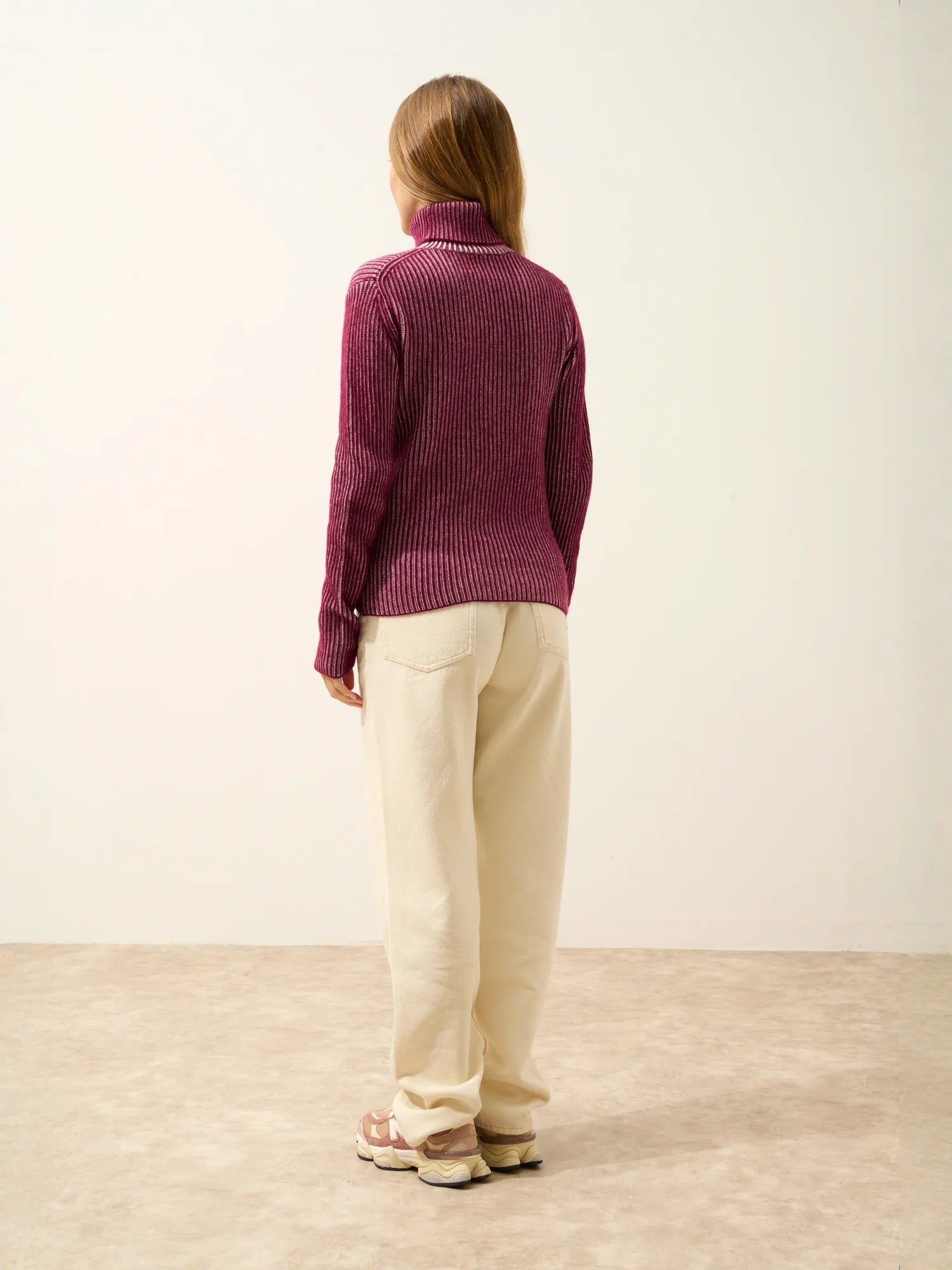 SOMNIA pullover rollkragen 4-fädig bordeaux und elfenbein