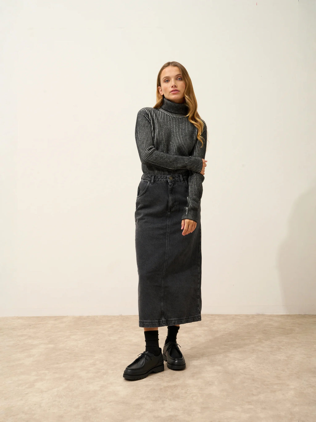 SOMNIA pullover rollkragen 4-fädig elfenbein und schwarz