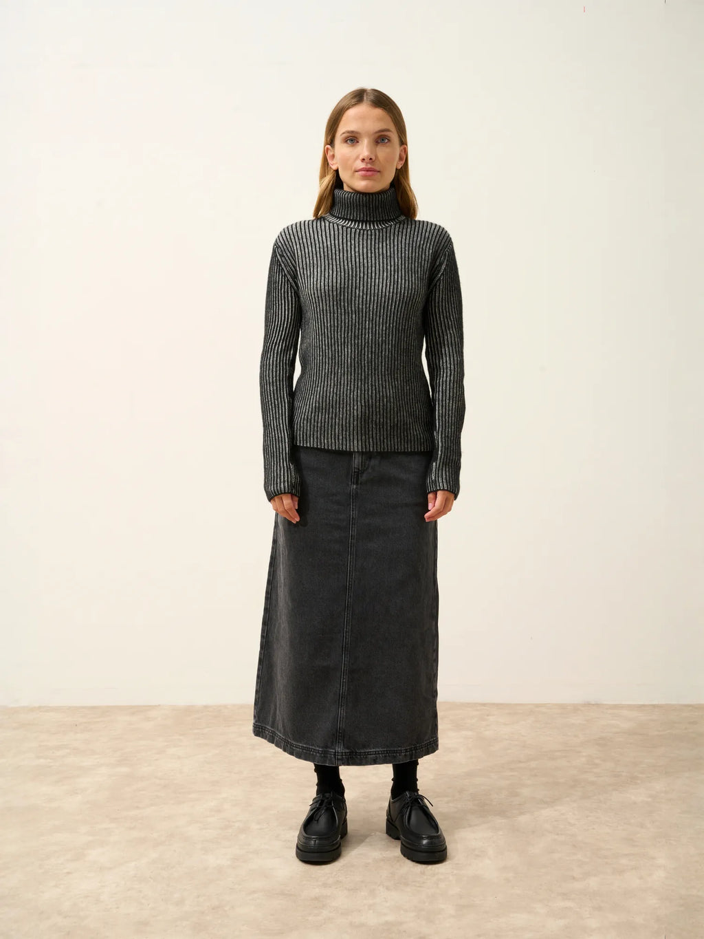 SOMNIA pullover rollkragen 4-fädig elfenbein und schwarz