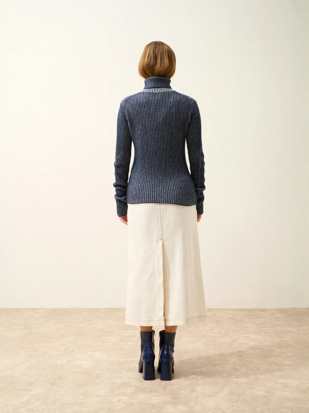 SOMNIA pullover rollkragen 4-fädig schnee und marineblau