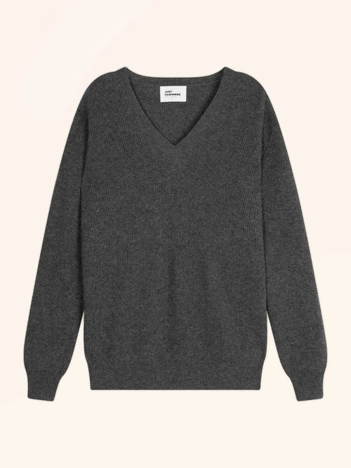 ALENIA pull col V anthracite chiné